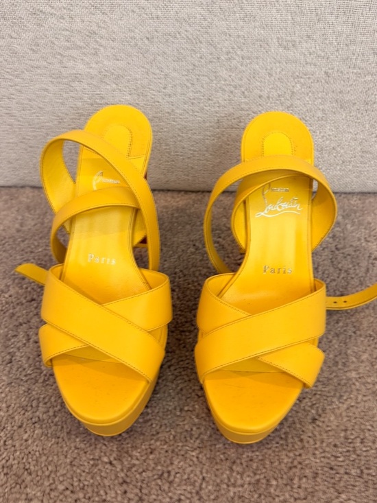 Christian Louboutin Shoes - Christian Louboutin Yellow Crisscross Platform Sandals
